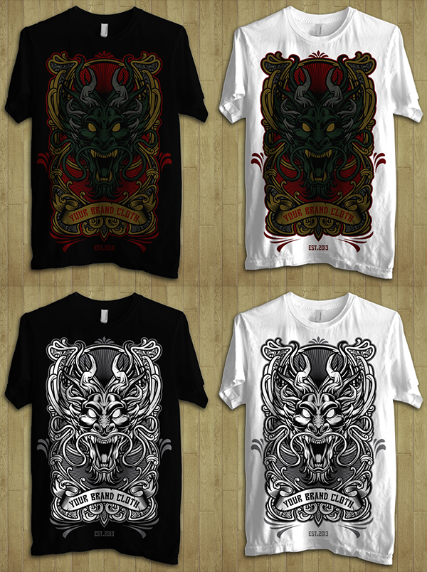 dragon vector ornate ornament tshirt shirt tee tees template sale envato graphicriver naga east apparel
