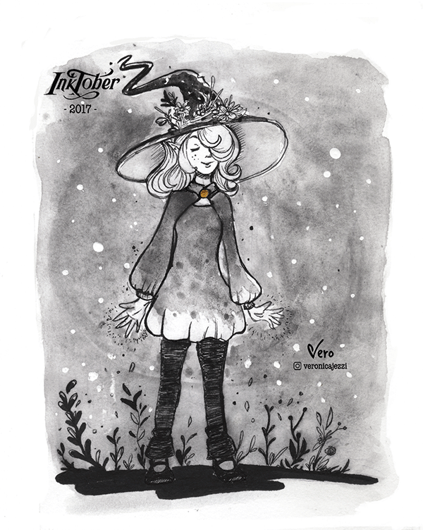 Character design  full body witch ink Magic   inktober