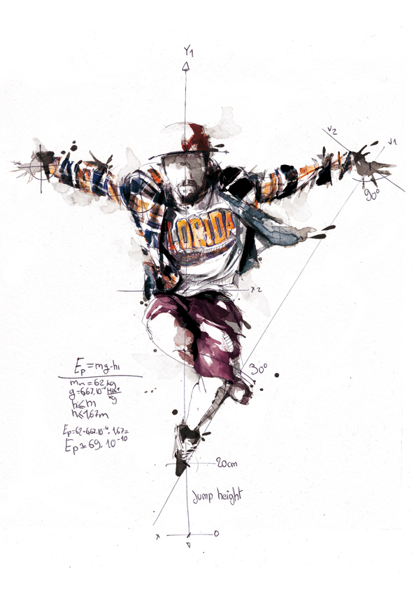 DANCE   sketch ink watercolor pencil energy hip hop Urban art traditional people rap Musique texture