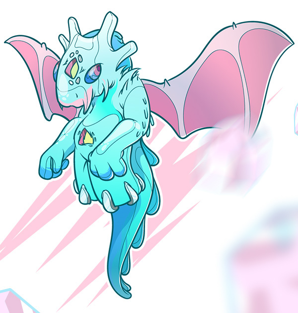dragon colors monster Monstruo rosa AZUL frio hielo cool