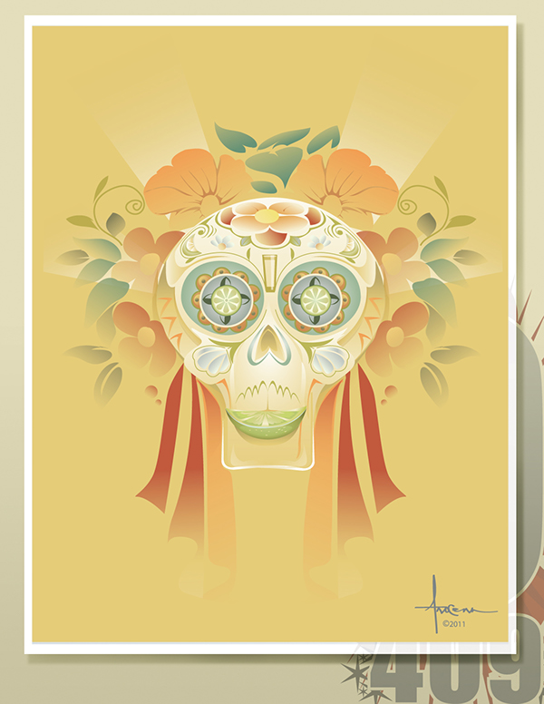 vector Illustrator mexico calavera Tequila limes Flowers olo409 arocena dia muertos