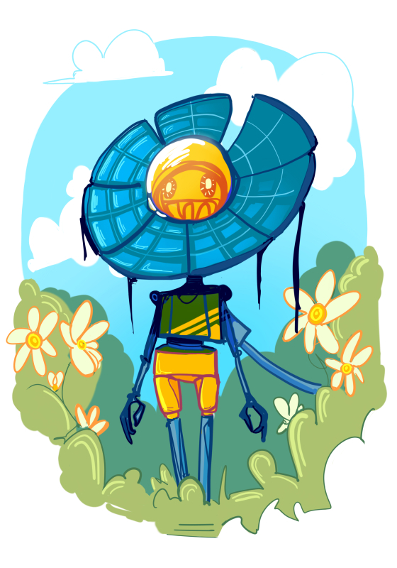 robots Scifi Character design  science fiction Original cute colorful machines Flowers characters