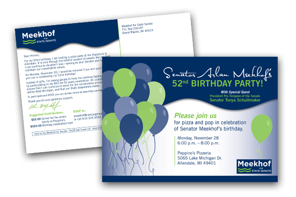 Birthday  invite  direct mail  business card  postcard  Michigan
