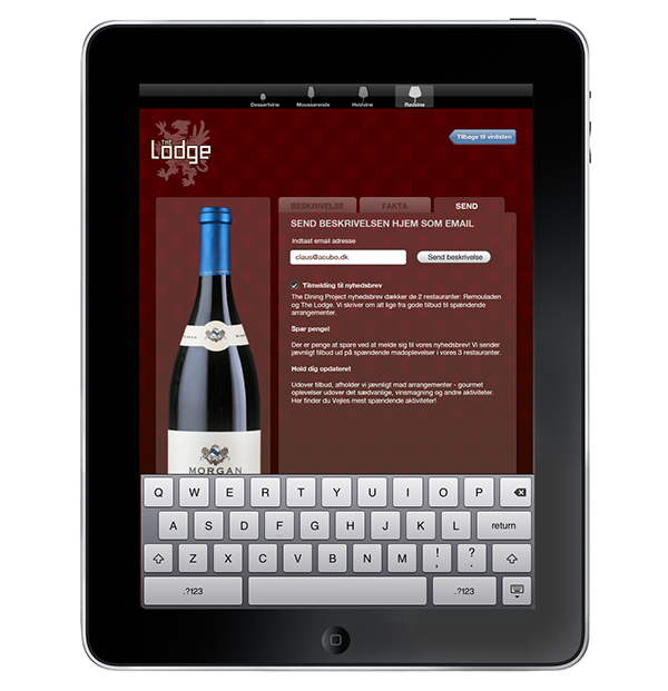 iPad wine menu