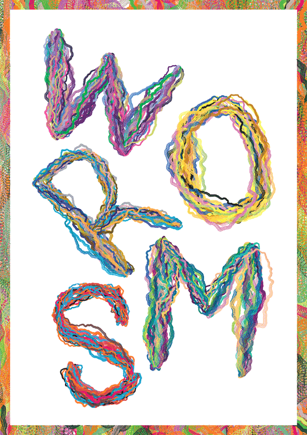 Worms Typography worms digital html5 handwritten color changing gif poster