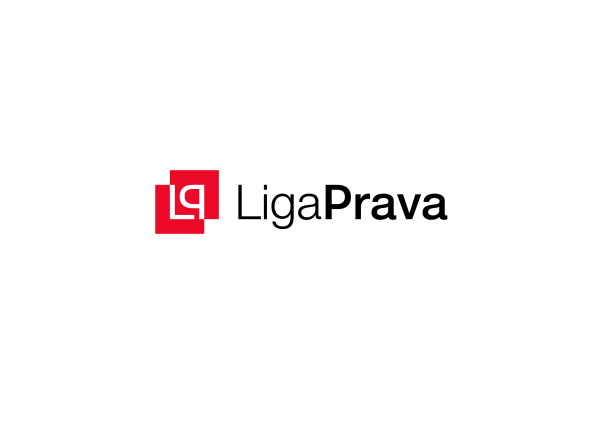 liga prava  law company identity red branding  square court lawyer logo