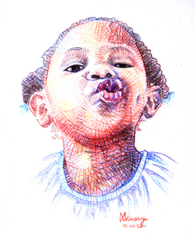 africa pencils color art akinseye olusola sketch portrait face woman boy girl