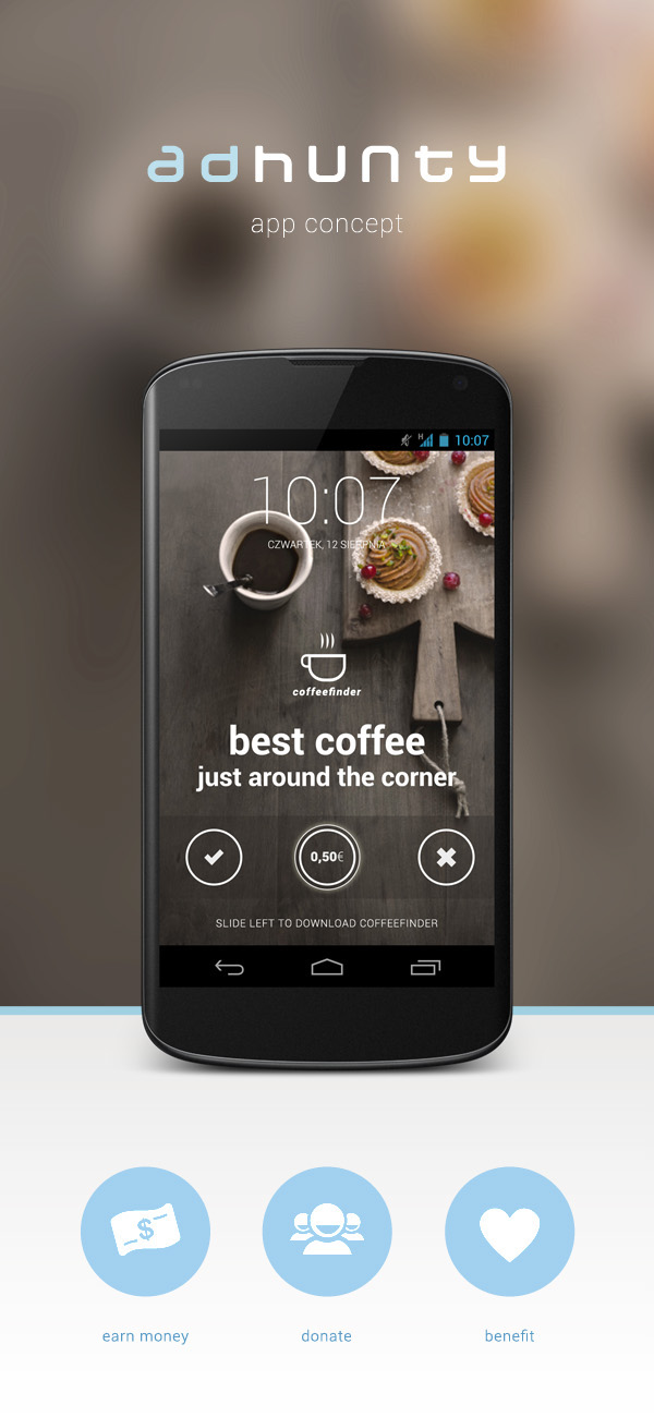adhunty UI ux app design app concept lock screen ad