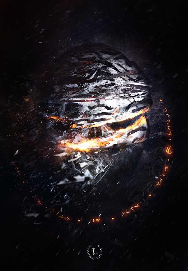 ash burn cast away flame mask sigil silver skull fire luminarium