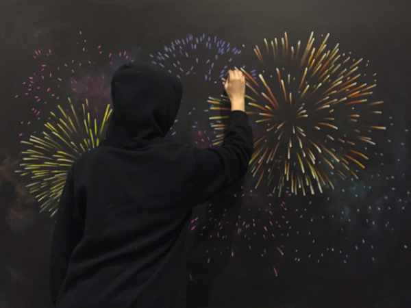 Rainer Maria Rilke new year Goals resolutions fire works chalk chalkart Chalkboard fire sparks poet
