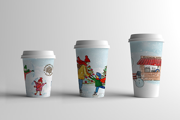 Individual cups for takeaway coffee for the restaurant