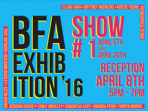 BFA Senior art show SUNY Oswego Exhibition  sign poster identity Promotion