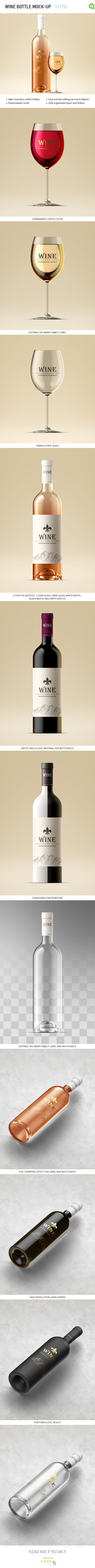 bottle wine Mockup psd photoshop template glass Label logo brand