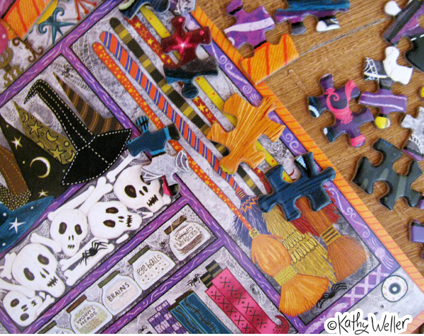 puzzle  jigsaw puzzle  halloween  witch toy witches wardrobe family games table games board games family time family fun goth spooky art skull purple