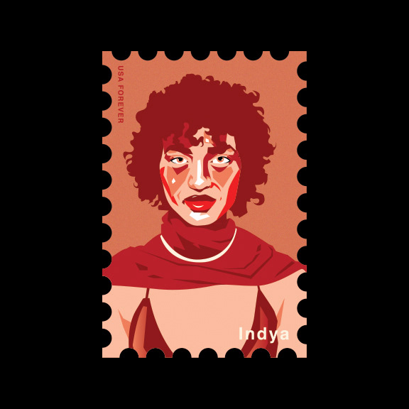 khalid kali uchis Indya Moore stamps vector ILLUSTRATION  Illustrator celebrities