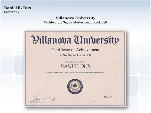 Villanova University: Certified Six Sigma Green Belt on Behance