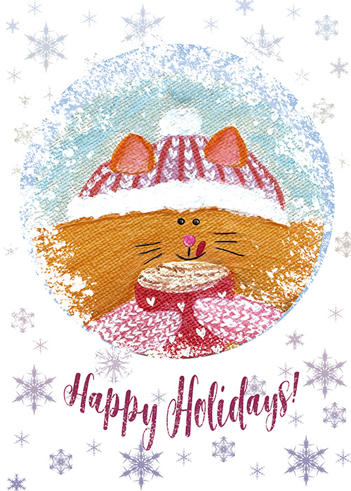cats greeting cards postcards winter holidays