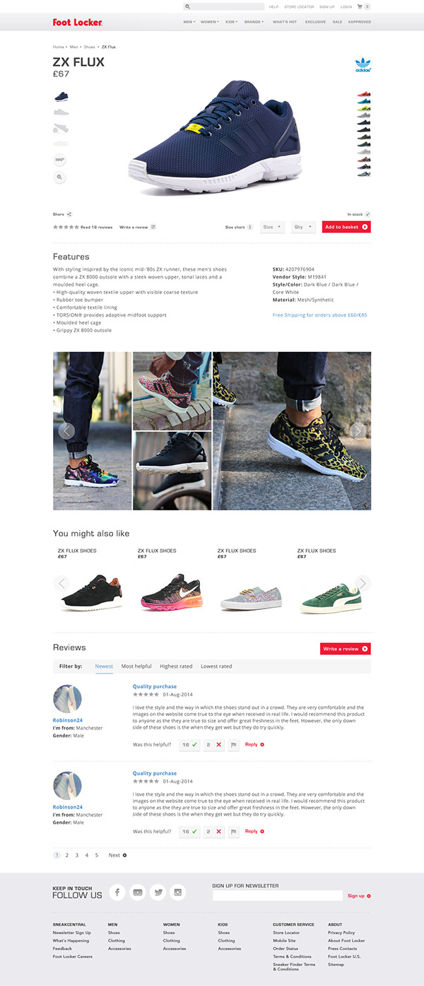Website re-designed Foot Locker