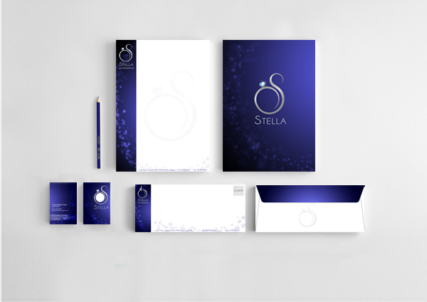 jewelry jewellry company identity design purple Stella bokeh brochure CIS branding set ring logo