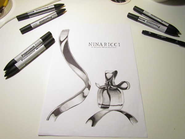 ricci ricci parfum pub publicity Nina Ricci Marker promarker draw women black White blackandwhite pink