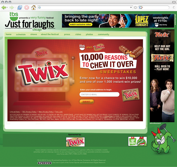 Promotion Sweepstakes twix tbs Casino Game slot machine Candy laugh