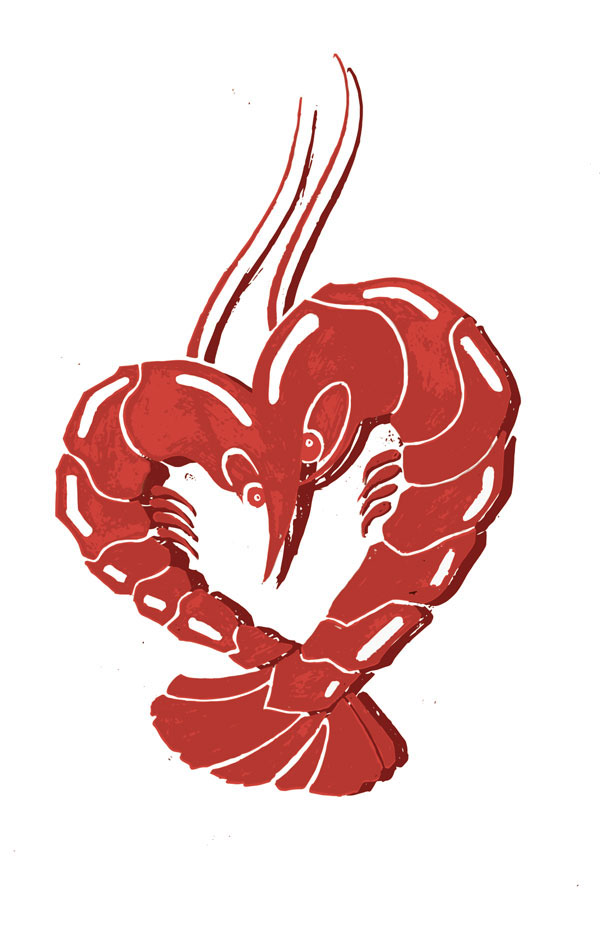 logo Mindy's Cafe shrimp HAND LETTERING
