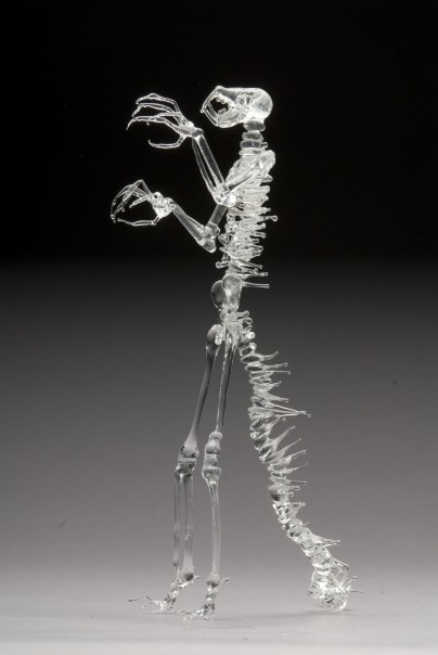 glass tiger human skeleton sculpture flameworking