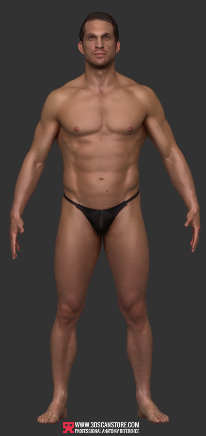 3D scan male man muscle obj texture skin reference