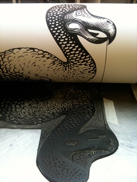 dodo yoyo screenprint silkscreen linocut block print print printmaking paper animal funny lino linoleum