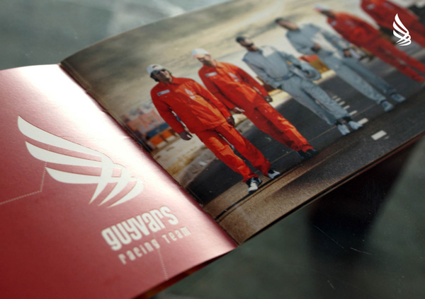 race team Kuwait guyvars falcon logo identity car uniform brochure wings fire metal arabic Arabic logo