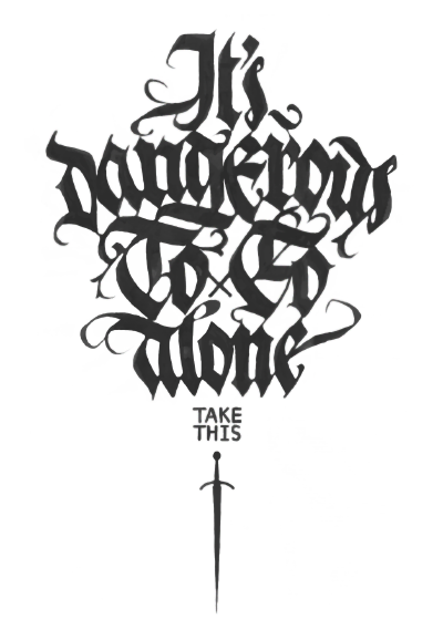 t-shirt print tattoo Sword Blackletter Fraktur Black&white calligraffiti