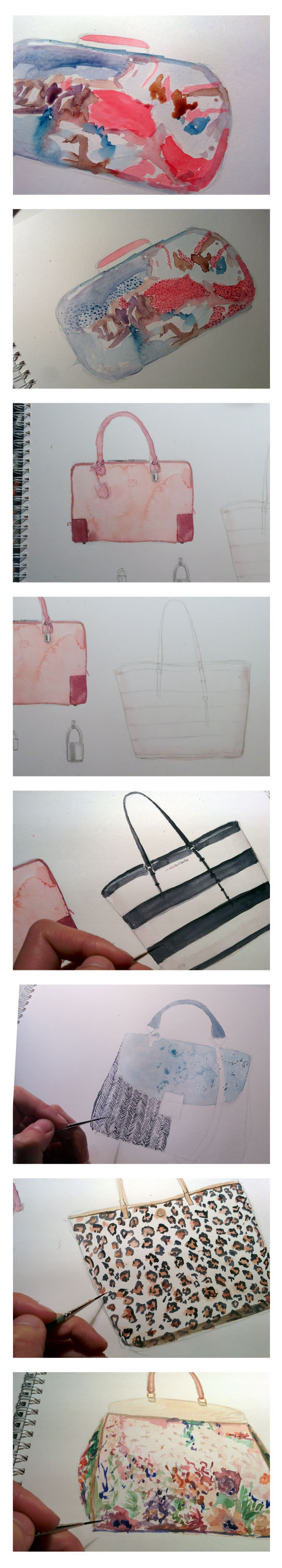handbag watercolor acuarelas silvia cairol bolsos bolsos pintados