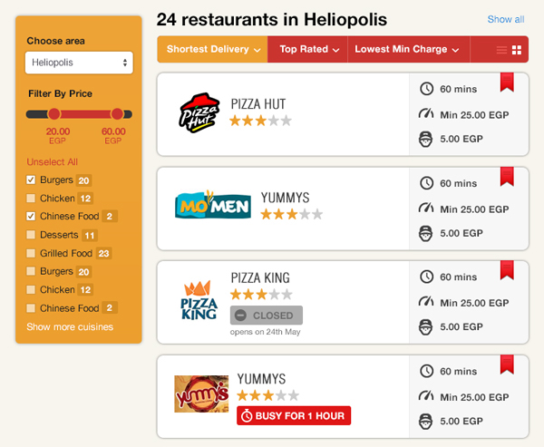 Food Ordering Website egypt Otlob ui design ux