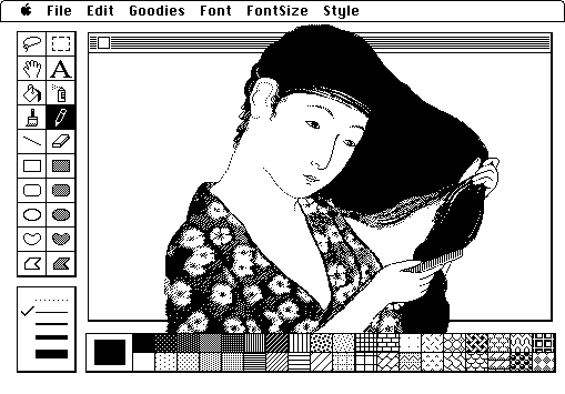 MacPaint Macintosh ukiyo-e apple japanese woodblock Claris Susan kare steve Jobs bill atkinson Hashiguchi goyo