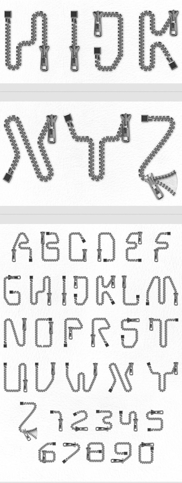 Zipper  typography dtm_inc metal