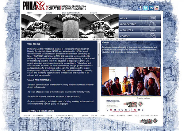 philanoma Noma philadelphia organization Minority architects Joel avery Creativeness logo Website Email campaign