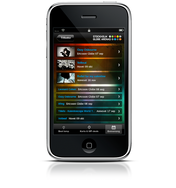 Stockholm Globe Arenas iphone app app Events iphone