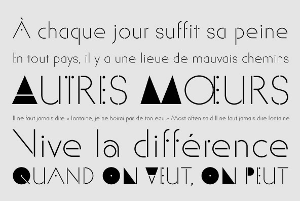 alternates avantgarde bauhaus bold contrast elegant European geometric Lean Ligatures light lubalin Opentype post-modernism sans Slim stencil thin ywft