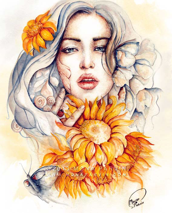traditional paint Love female fantasy Emotional colors watercolor