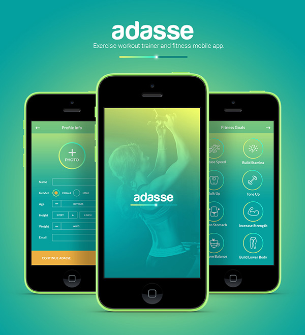 Adasse: Gym workout mobile app design