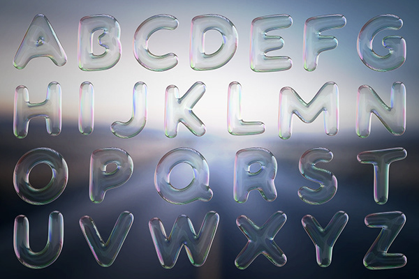 Bubble Text 3D Letters Set