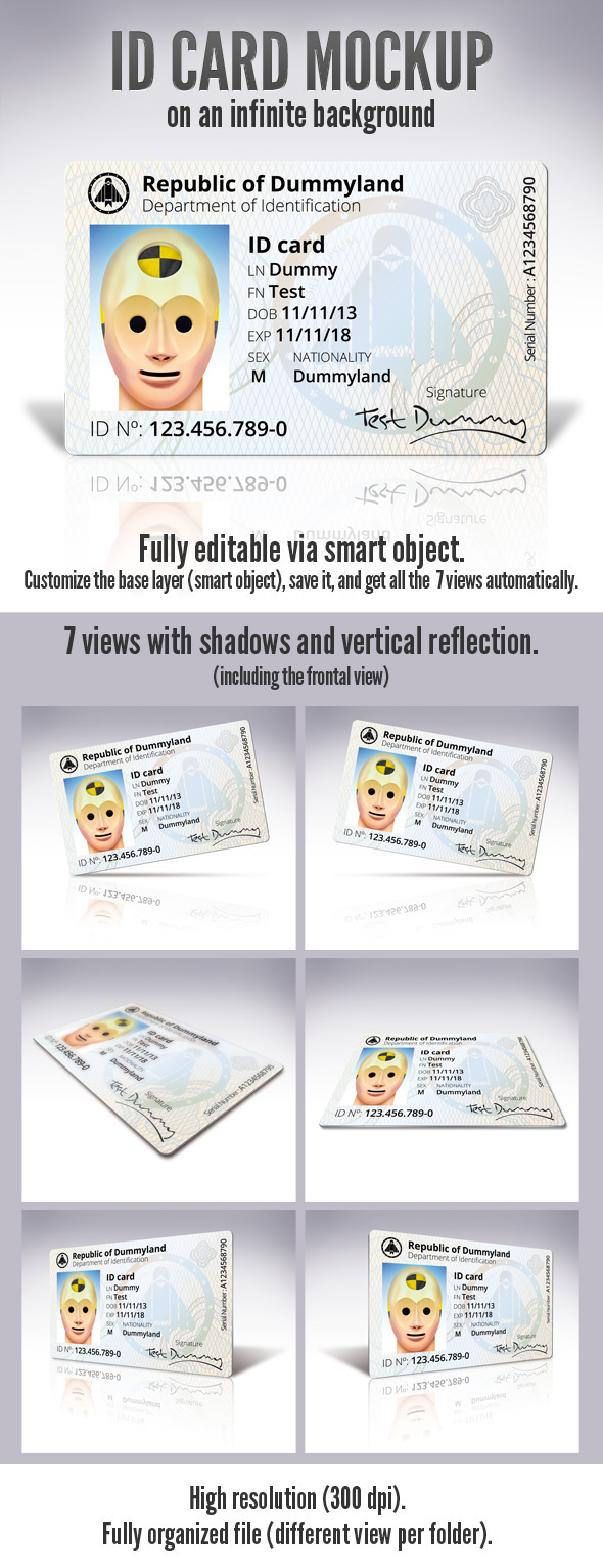card Carnet ID identification identity card infinite background license Mockup print Web