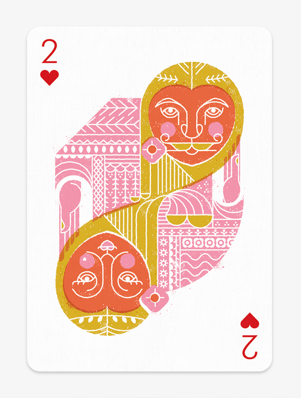 ILLUSTRATION  cards Playing Cards Creative arts 2 of hearts Lovers Vector Illustration Competition Card of Lovers