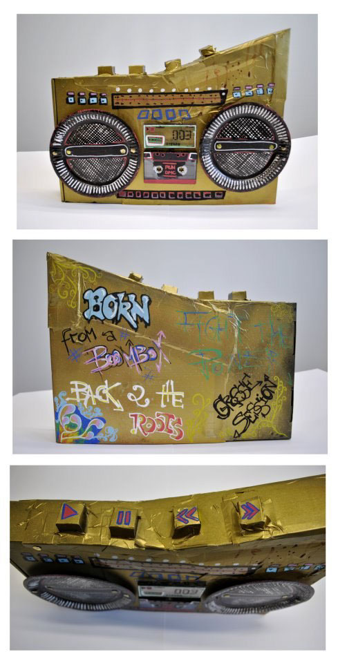 ghettoblaster boombox design recycled materials