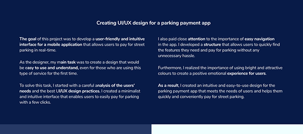 Creating UI/UX design for a parking payment app.
