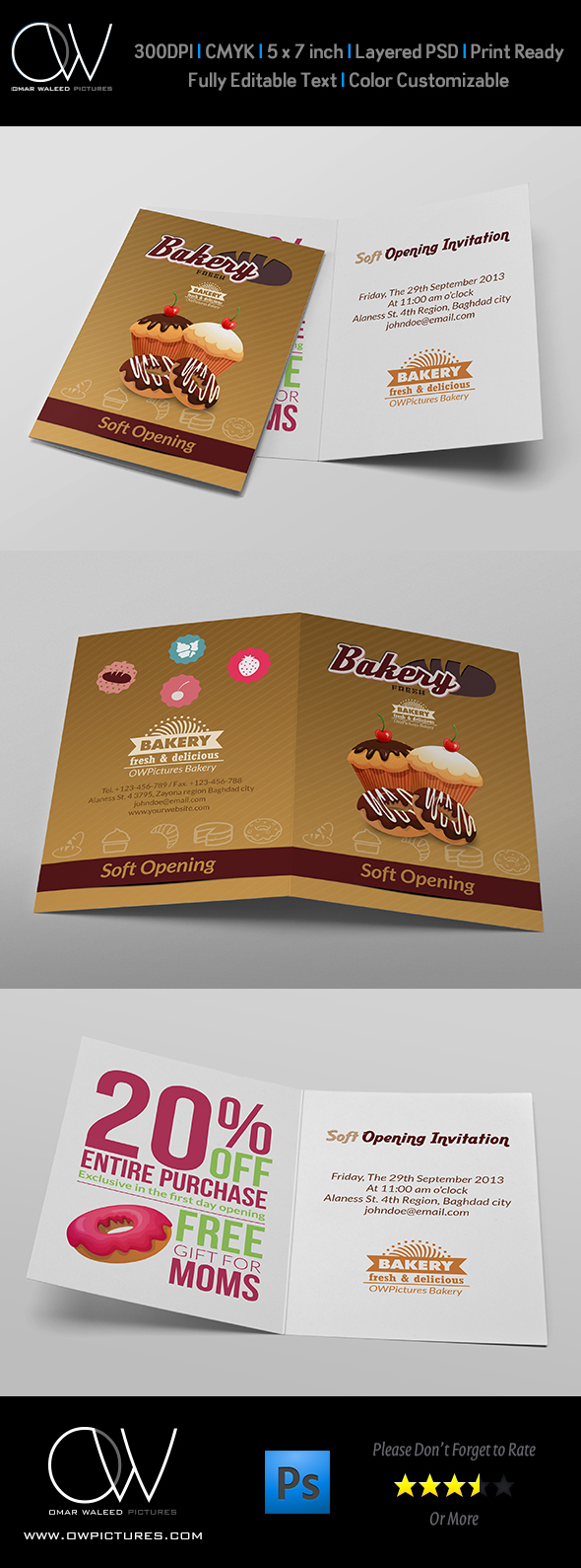 Bakery Soft Opening Invitation Card Template bakery Invitation Card greeting card Soft Opening