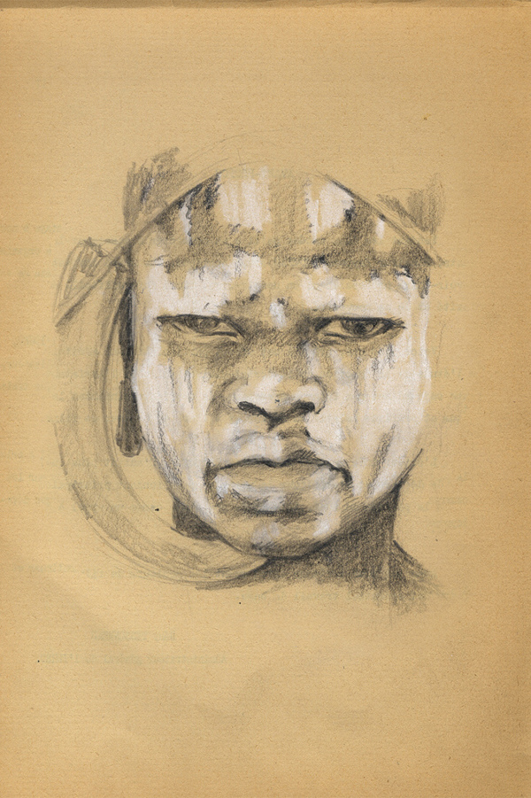 africa women sketch pencil imaginary exploring trip portrait