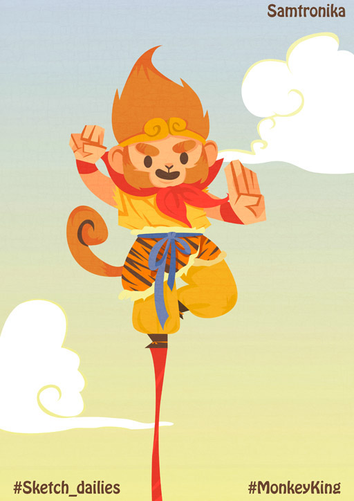 monkeyking Monkey king goku medusa heffalump vector Sketch_dailies Illustrator samtronika vectorart