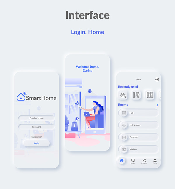 Smart Home. Neumorphism app concept