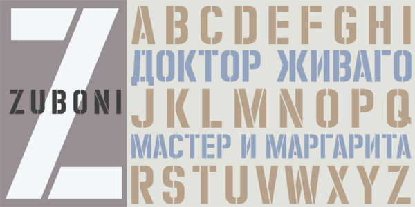 font type stencil Cyrillic condensed
